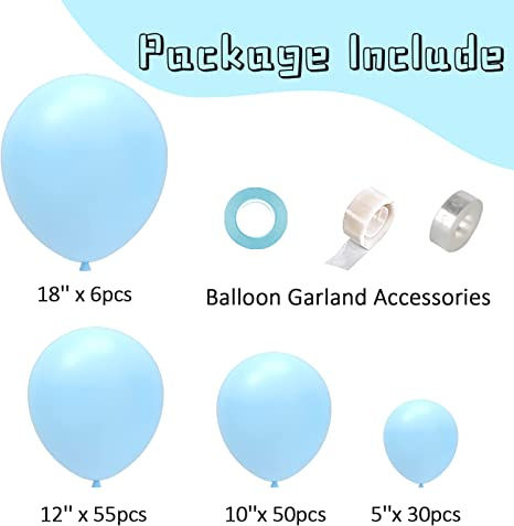 Thumbnail: 141 Pcs Blue Balloon Garland Kit 5'' 10'' 12'' 18'' Blue Balloons for Baby Showe