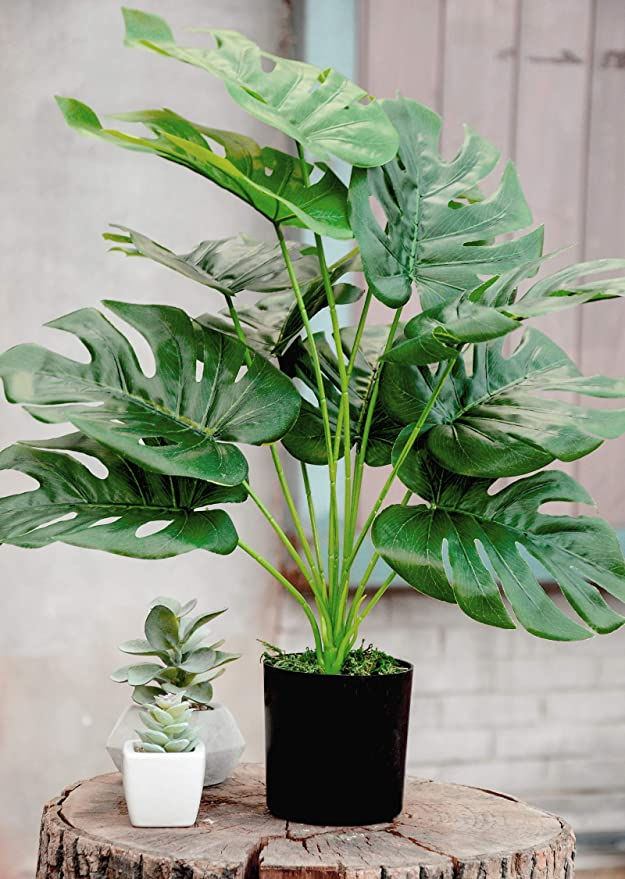 Thumbnail: 19" Large Fake Plants Artificial Palm Tree in Pot for Indoor and Outdoor Home Of