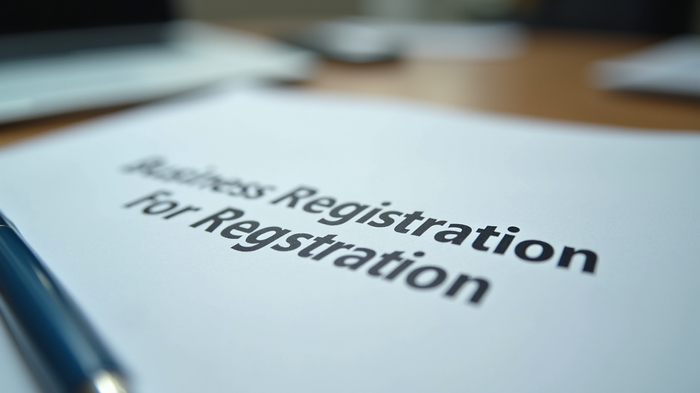 Close-up view of a stack of business registration documents