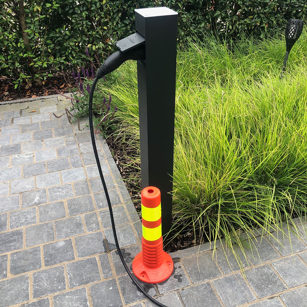 Miniature : Signalisatiepaaltje rood/geel, diameter 80 mm, hoogte 450 mm
 - laadpaal 