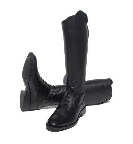 Rhinegold Elite Luxus Reitstiefel Leder - Mit Elastischen Einsätzen & Breitem Reißverschluss
