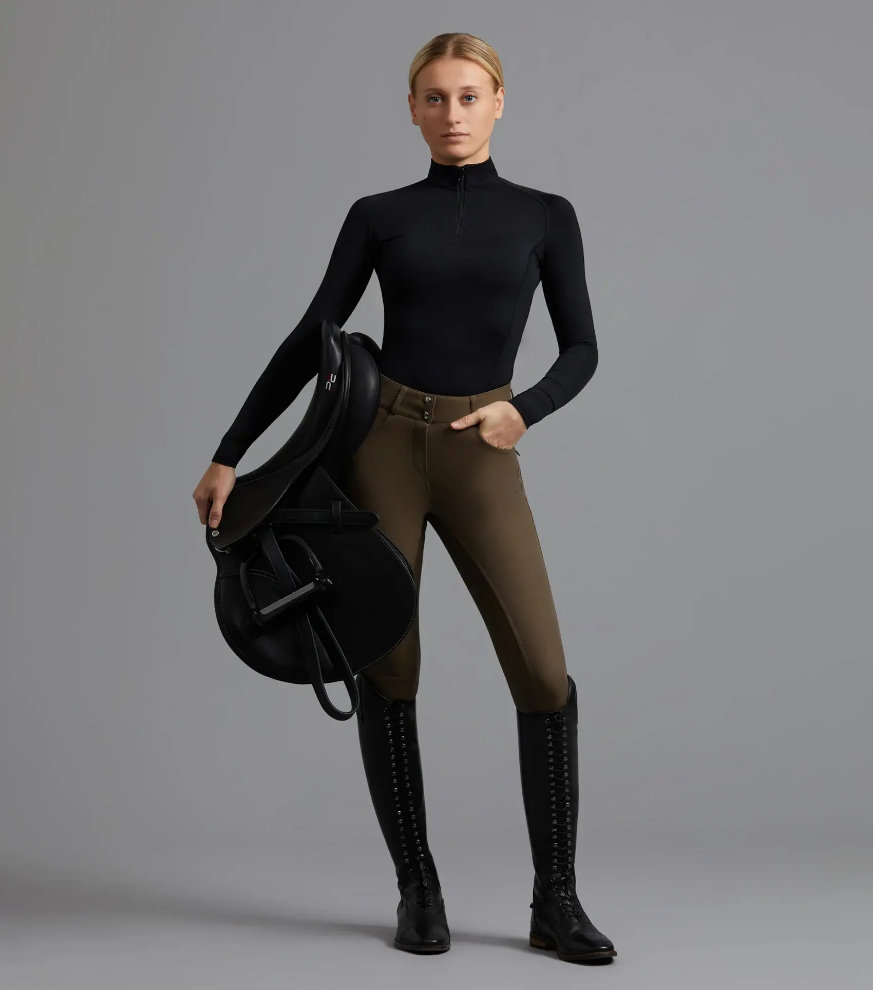 Premier Equine Virtue Ladies Full Seat Gel Riding Breeches Dark Olive