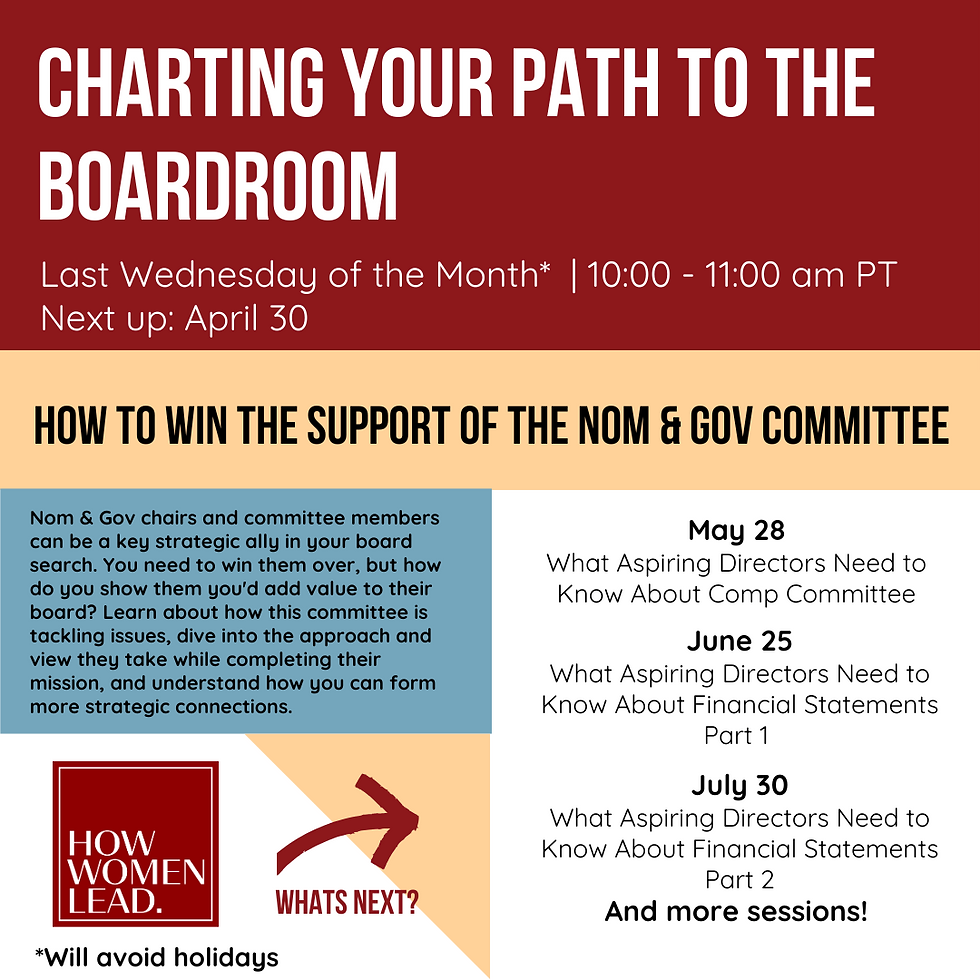 Charting Your Path to the Boardroom: What Aspiring Directors Need to Know About the Nom & Gov Committee