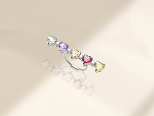 美品 マジョラム ホワイトトパーズ ハート リング 8号