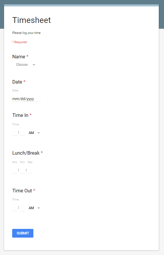 23 Google Forms Timesheet Template Free Popular Templates Design 23 Google Forms Timesheet Template Free Popular Templates Design