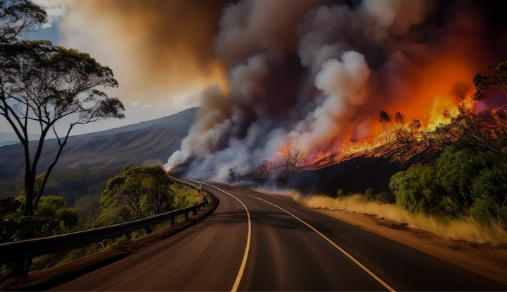 Maui Wild fires - one year anniversary image: adobe firefly