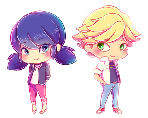 Marinette y Adrien en modo chibi !!!