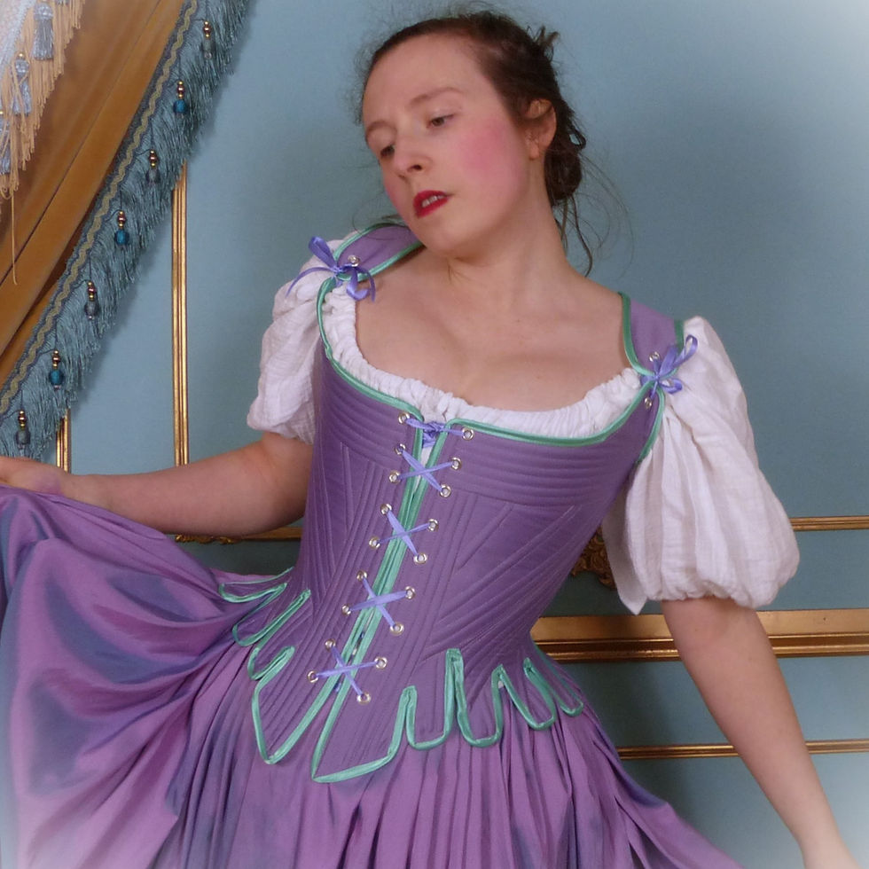 Thumbnail: 18th Century Front and Back Laced Coloured Micro Satin Corset stays Historical