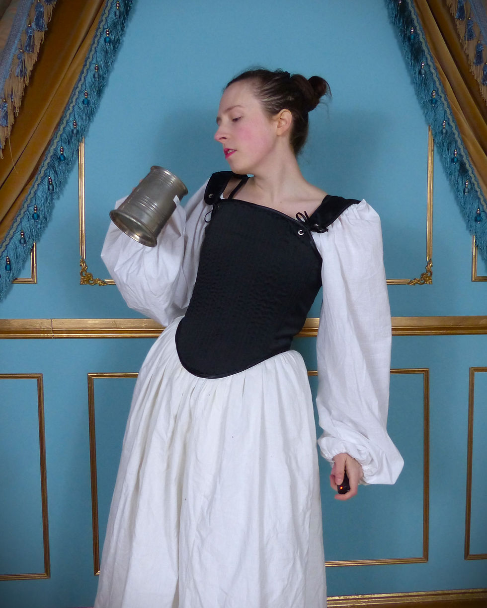 Thumbnail: Women's Duchess Satin Tudor Corset lace back historical Costume