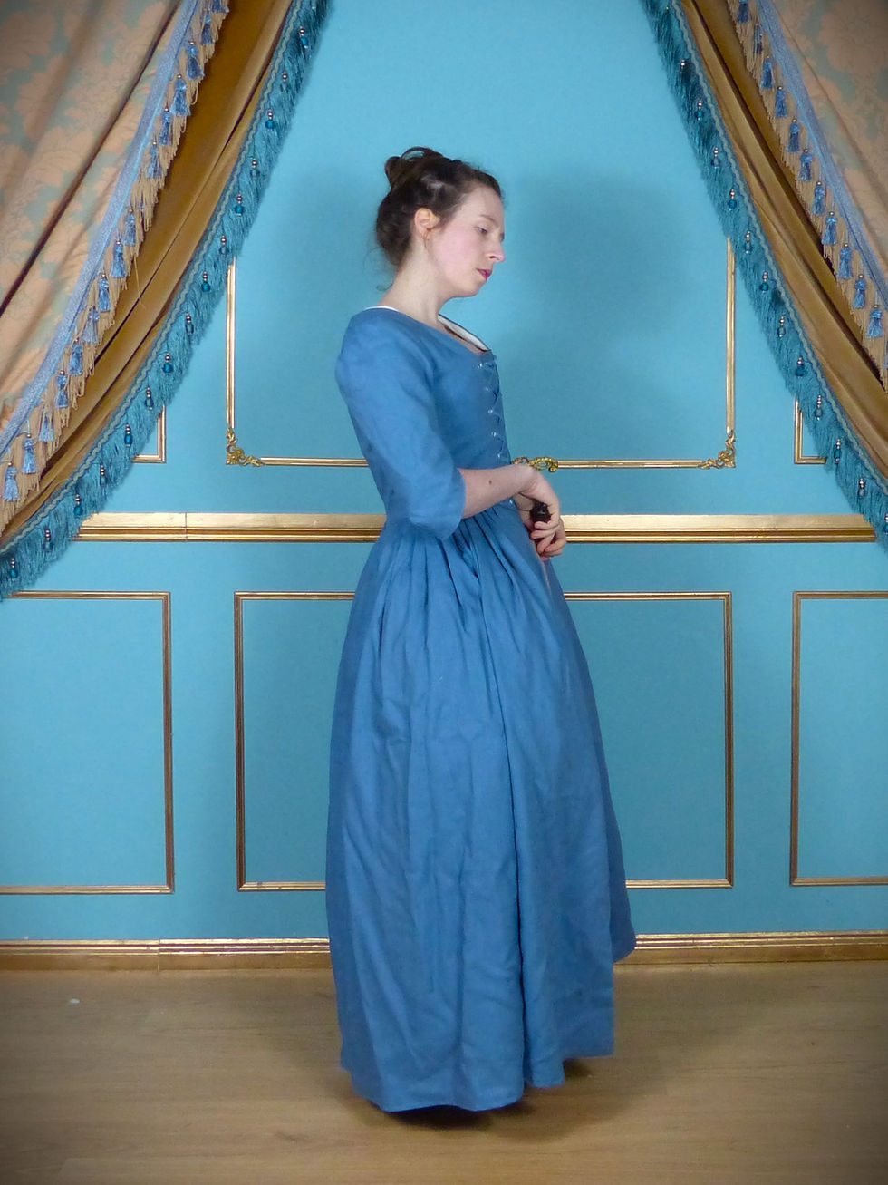 Thumbnail: Robe a la Polonaise 18th century Women's Cotton Linen Over Dress