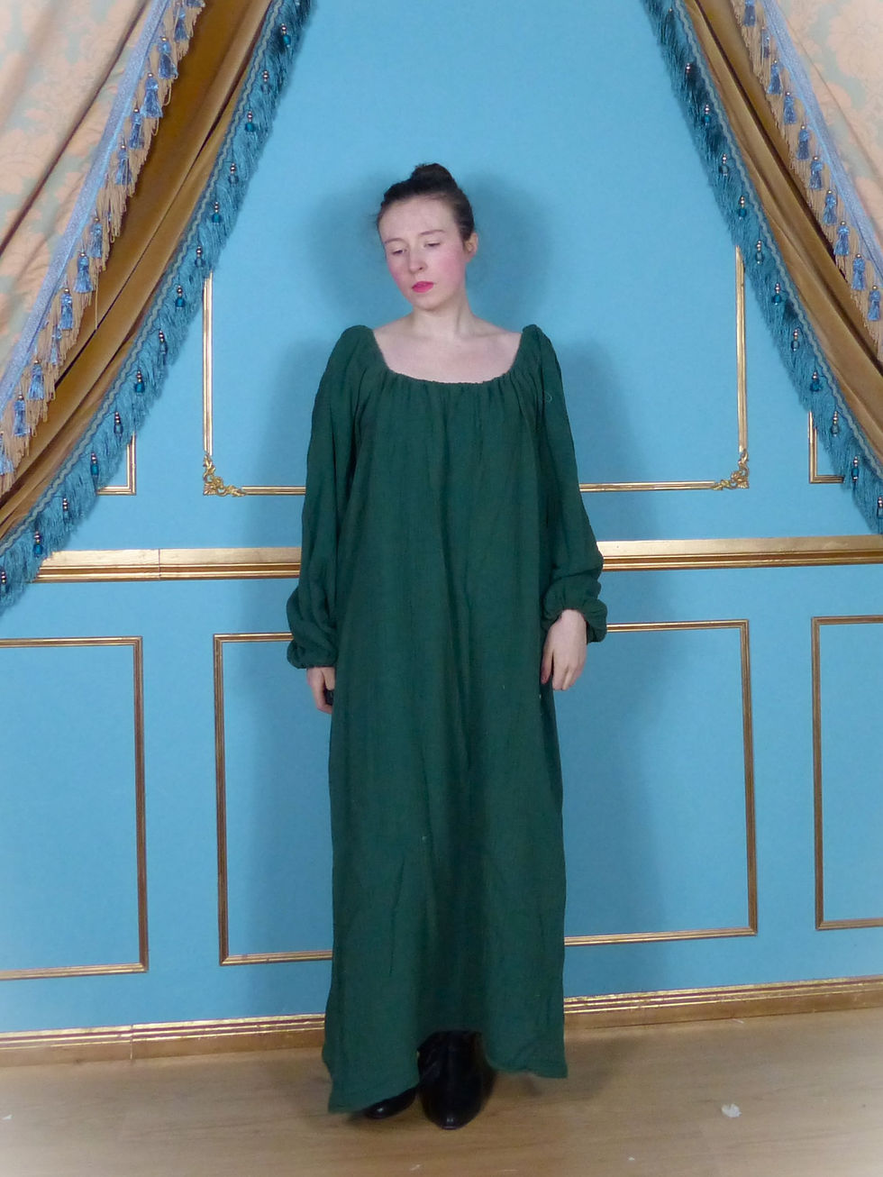 Thumbnail: Chemise Colour Cotton Gauze Long Sleeve Renaissance Peasant Blouse Costume Dress