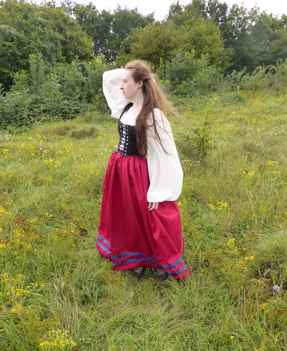 Thumbnail: Floor Length Satin Medieval / Renaissance Peasant Bodice and Skirt