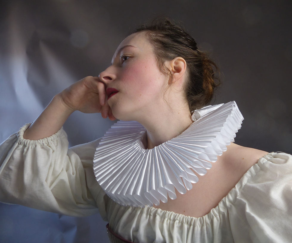 Thumbnail: Satin Wide Ruffled Neck Ruff Tudor Inspired Historical Costume Accessories Dress