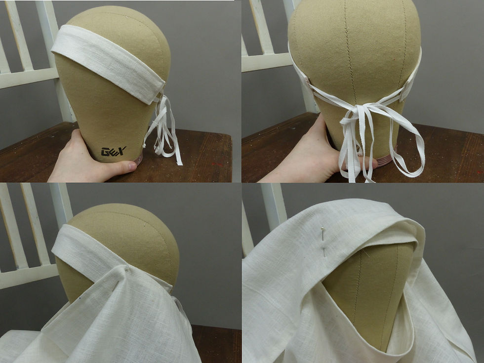 Thumbnail: Women's Medieval Linen Wimple Headdress Veil Covering for Re-enactment Historica