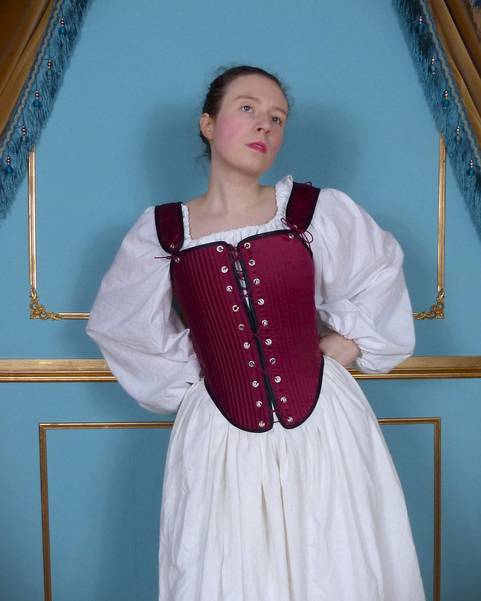 Thumbnail: Women's Duchess Satin Tudor Corset lace front historical Costume