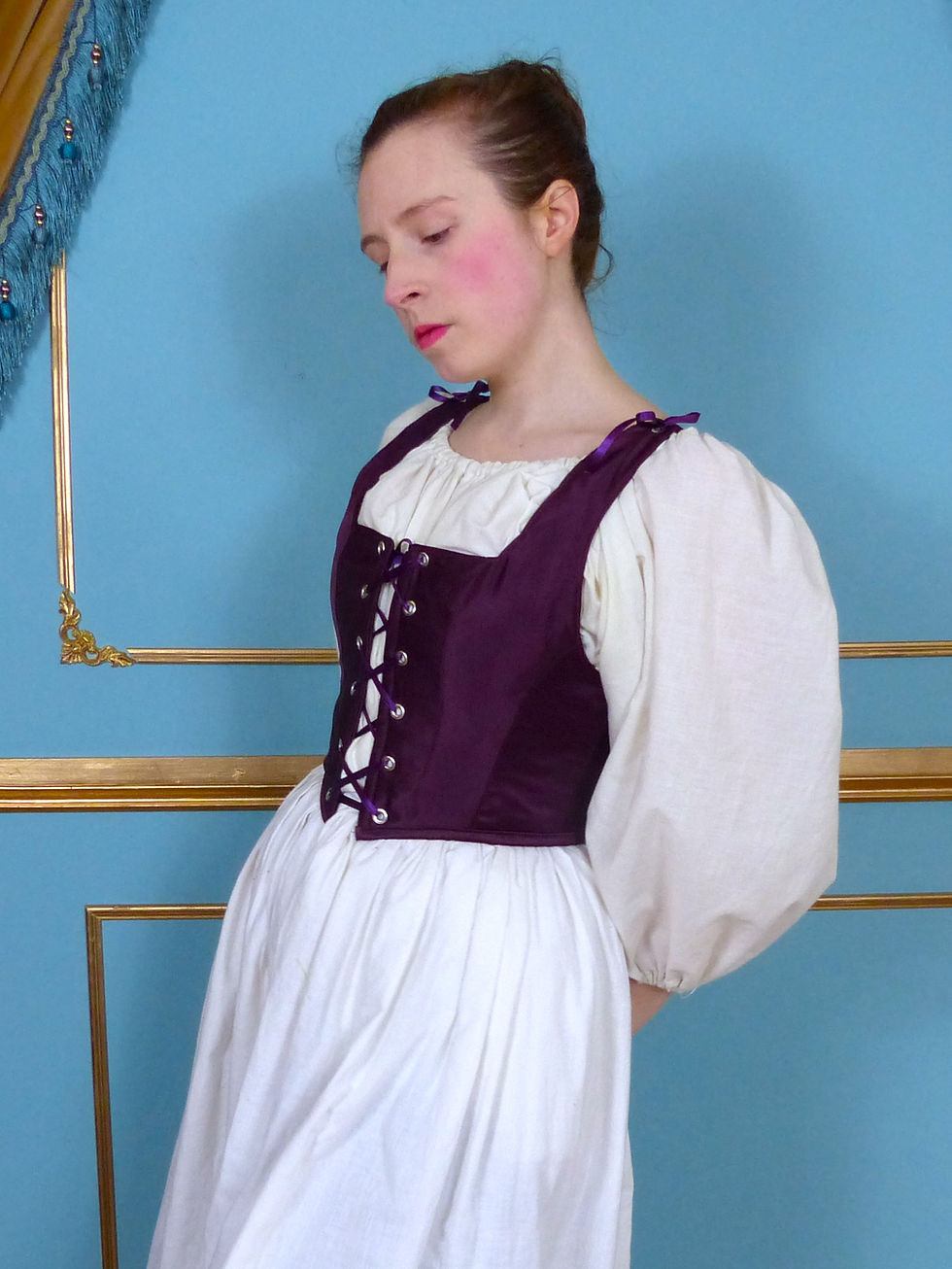 Thumbnail: Colour Duchess Satin Corset Renaissance Bodice Lace Up Costume