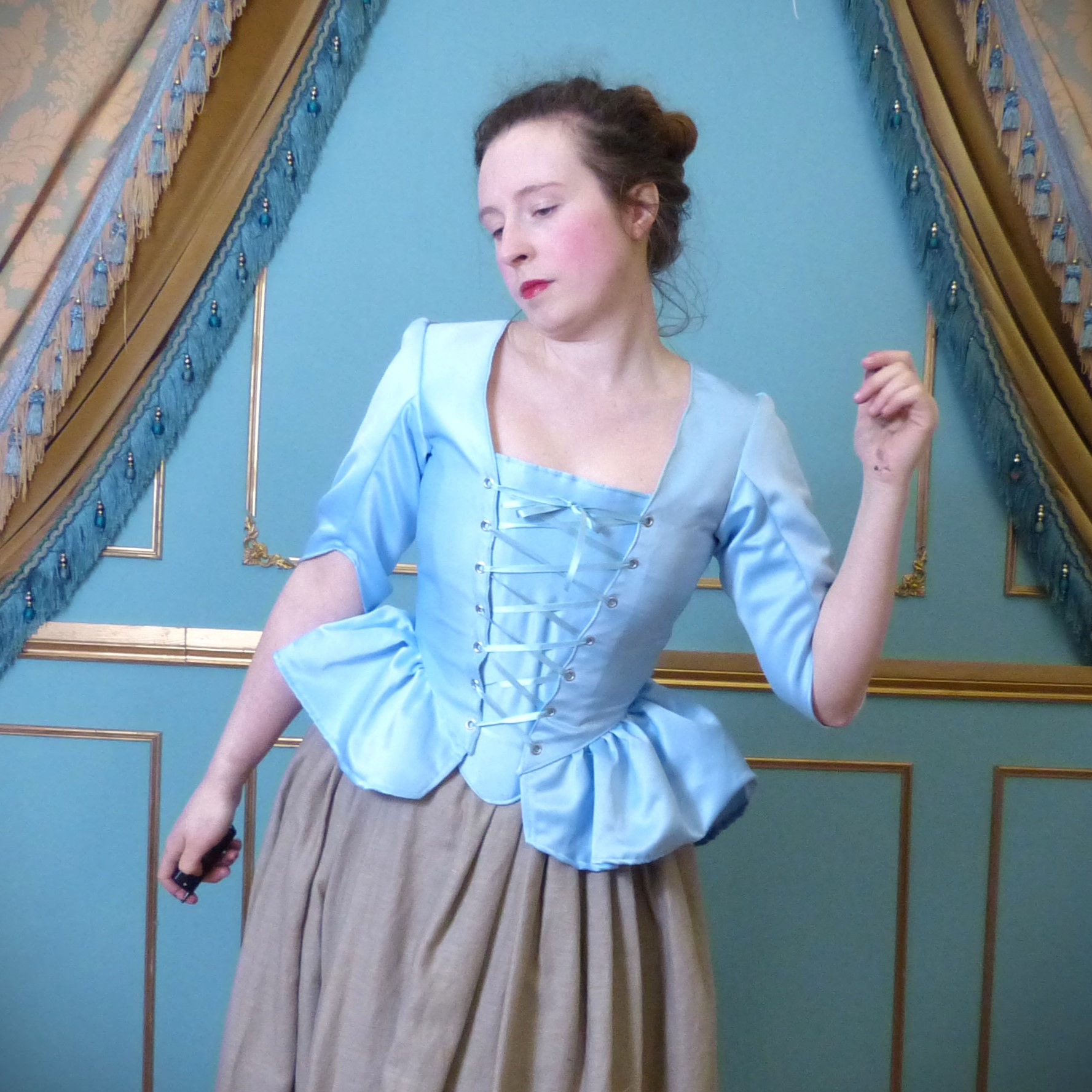 Robe a la Polonaise 18th century Women's Duchess Satin Jacket, Historical Ladies