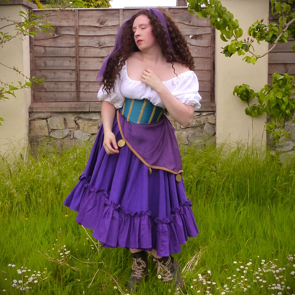 Thumbnail: Gypsy Inspired Fantasy Esmerelda Cosplay Costume Purple and Teal