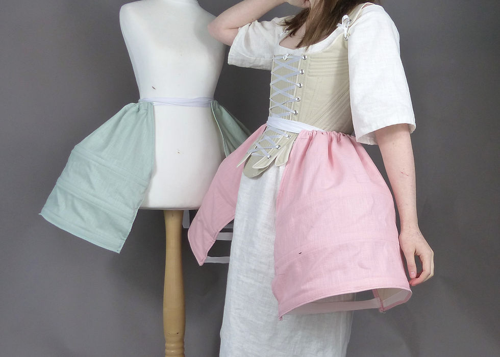 Thumbnail: Colour Linen Side 18th Century Steel Boned Panniers Undergarments