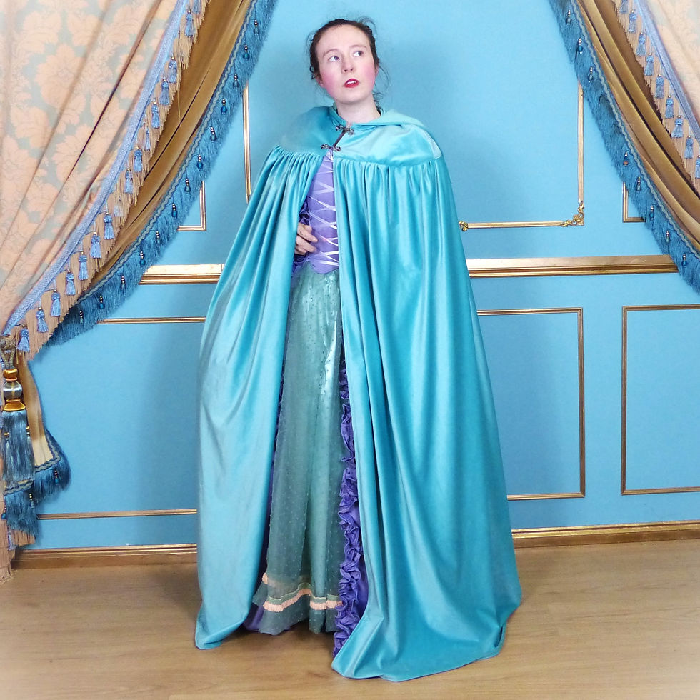 Thumbnail: Italian Renaissance Hooded Velvet Ruffle Cloak Medieval Fantasy Costume