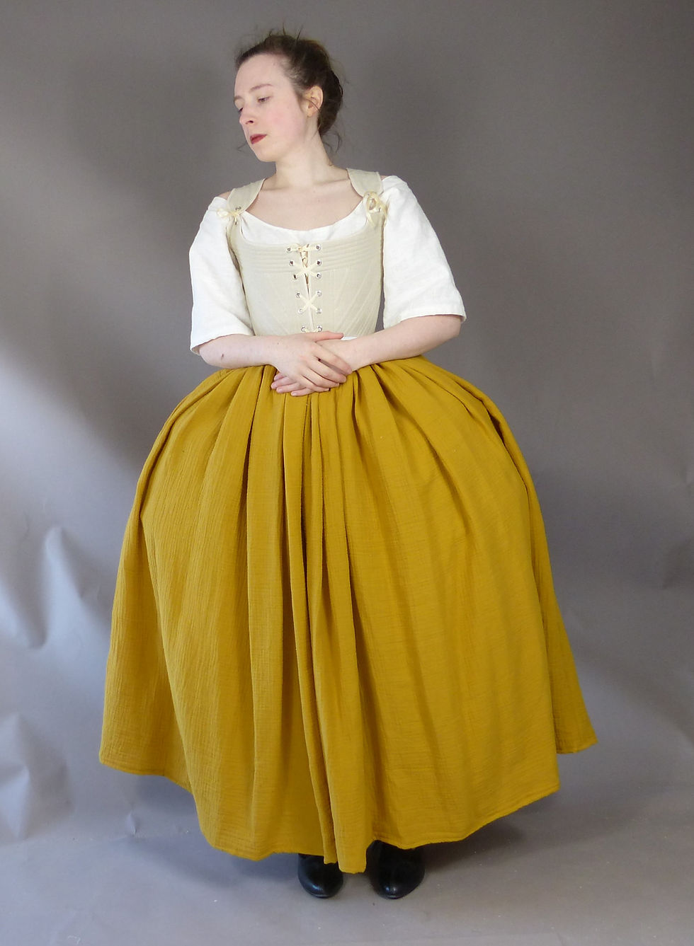 Thumbnail: Cotton Gauze Petticoat Skirt 18th Century Under Skirt Pannier Historical