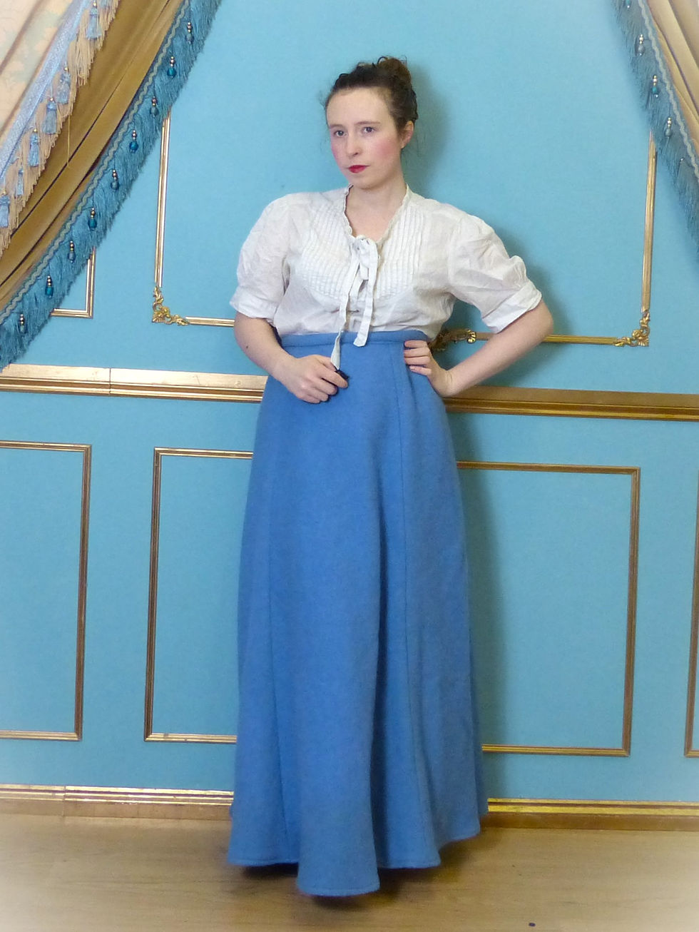Thumbnail: Edwardian Suffragette Simple Wool Skirt With Back Hook and Eye Fastening