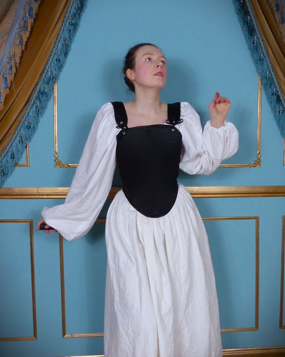 Thumbnail: Women's Duchess Satin Tudor Corset lace back historical Costume