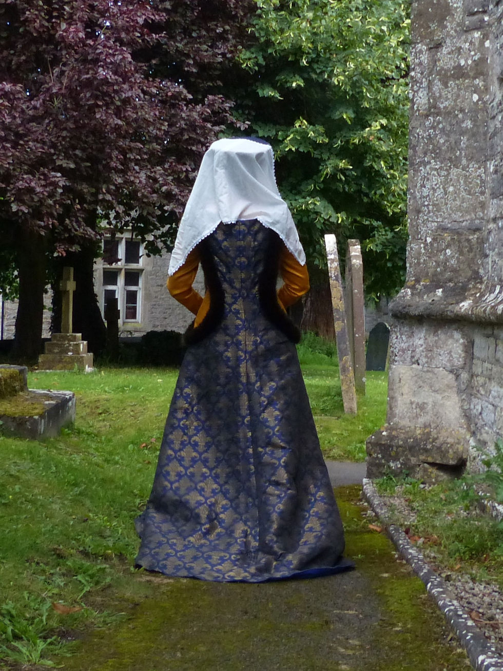 Thumbnail: Jacquard with Fur Trim Medieval 14th Century Women's Over Coat Surcoat