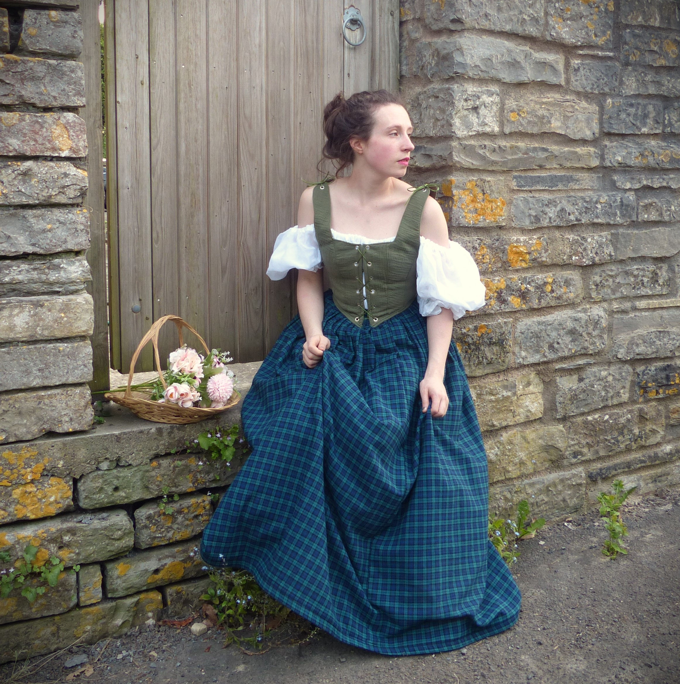 Floor Length Skirt Plaid Fabric Medieval Renaissance Skirt Larping Hobbit