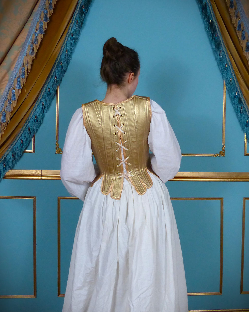 Thumbnail: 18th Century Front and Back Laced Metallic Leather Corset stays Historical Re-en