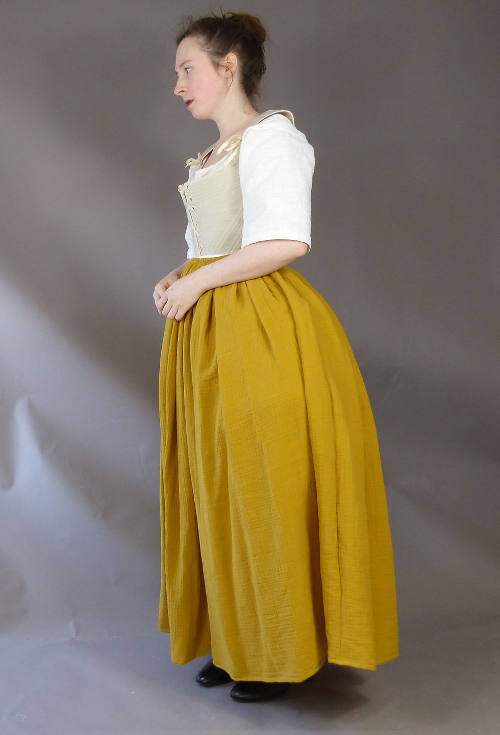 Thumbnail: Cotton Gauze Petticoat Skirt 18th Century Under Skirt Pannier Historical
