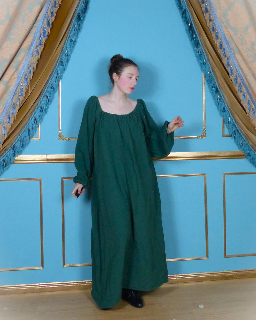Thumbnail: Chemise Colour Cotton Gauze Long Sleeve Renaissance Peasant Blouse Costume Dress