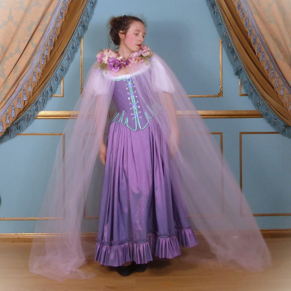 Thumbnail: Fantasy Floral Tulle Pink Fairy tale Cloak Princess Costume