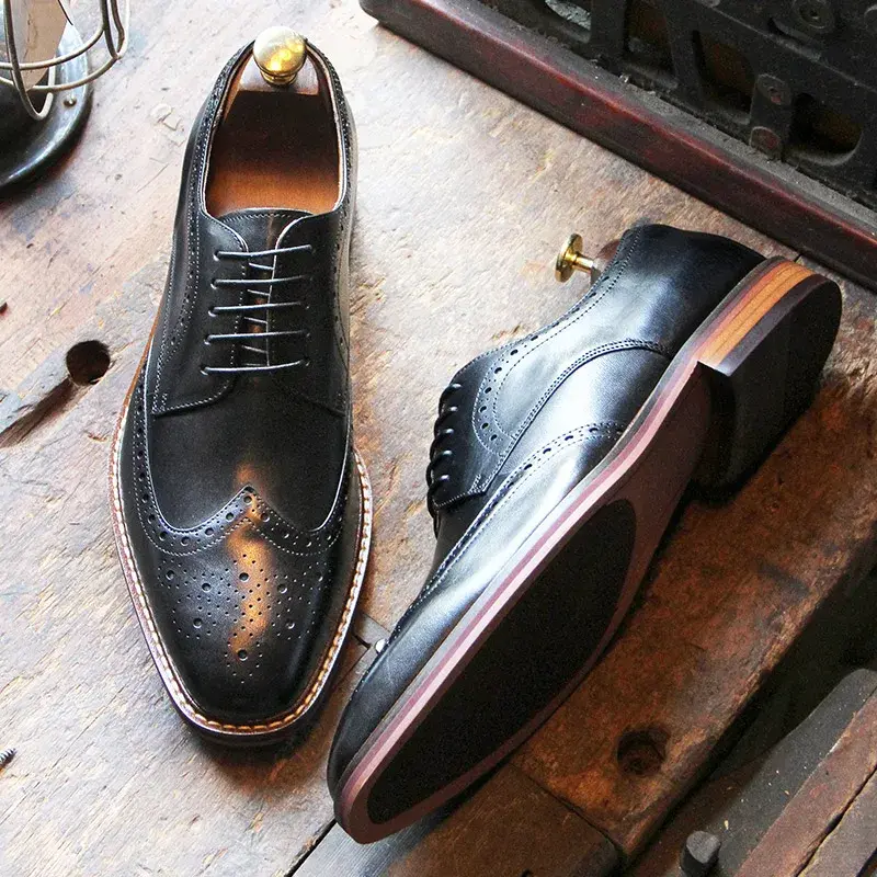Thumbnail: DESAI Genuine Leather Carved Handmade Men's Shoes