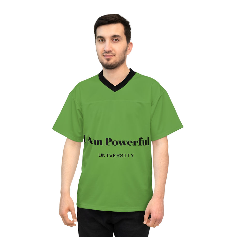 Thumbnail: "I Am Powerful University" Football Jersey — Motivational Athletic Tee