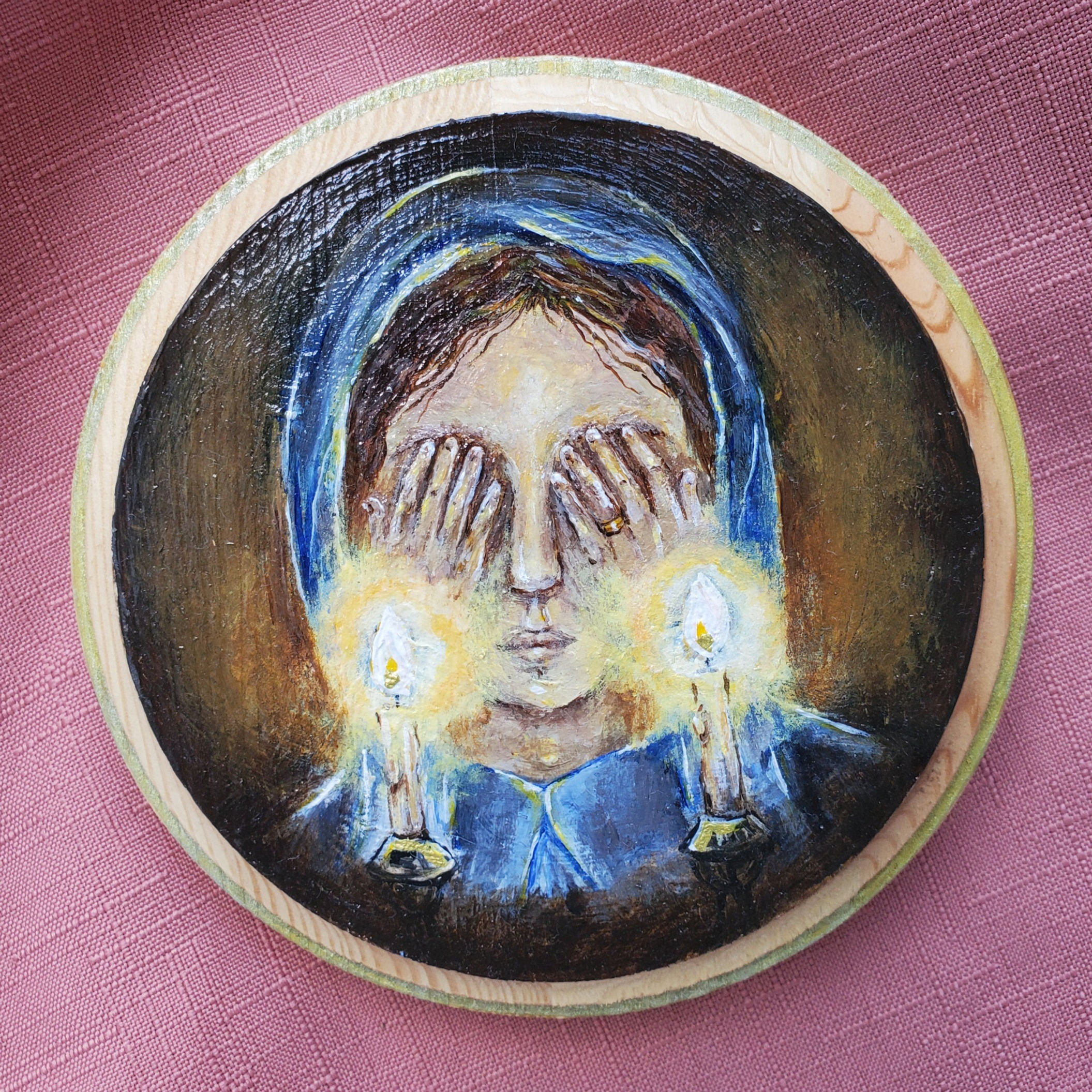 Shabbat Shalom - Original Acrylic Painting on Wood