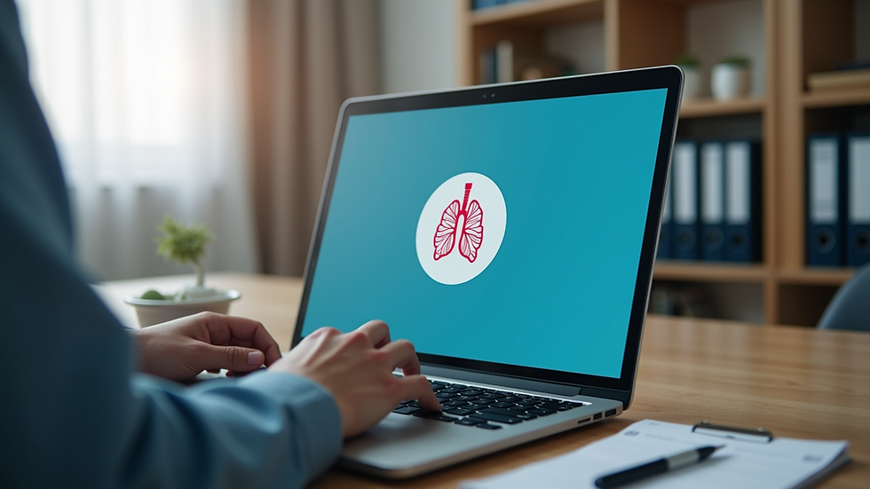 Close-up view of a laptop screen showing an online respiratory therapy course