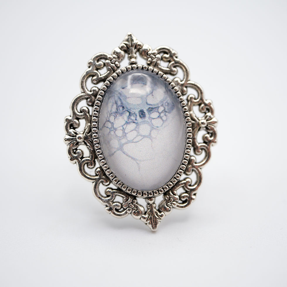 Thumbnail: Silver Embellished Oval Ring