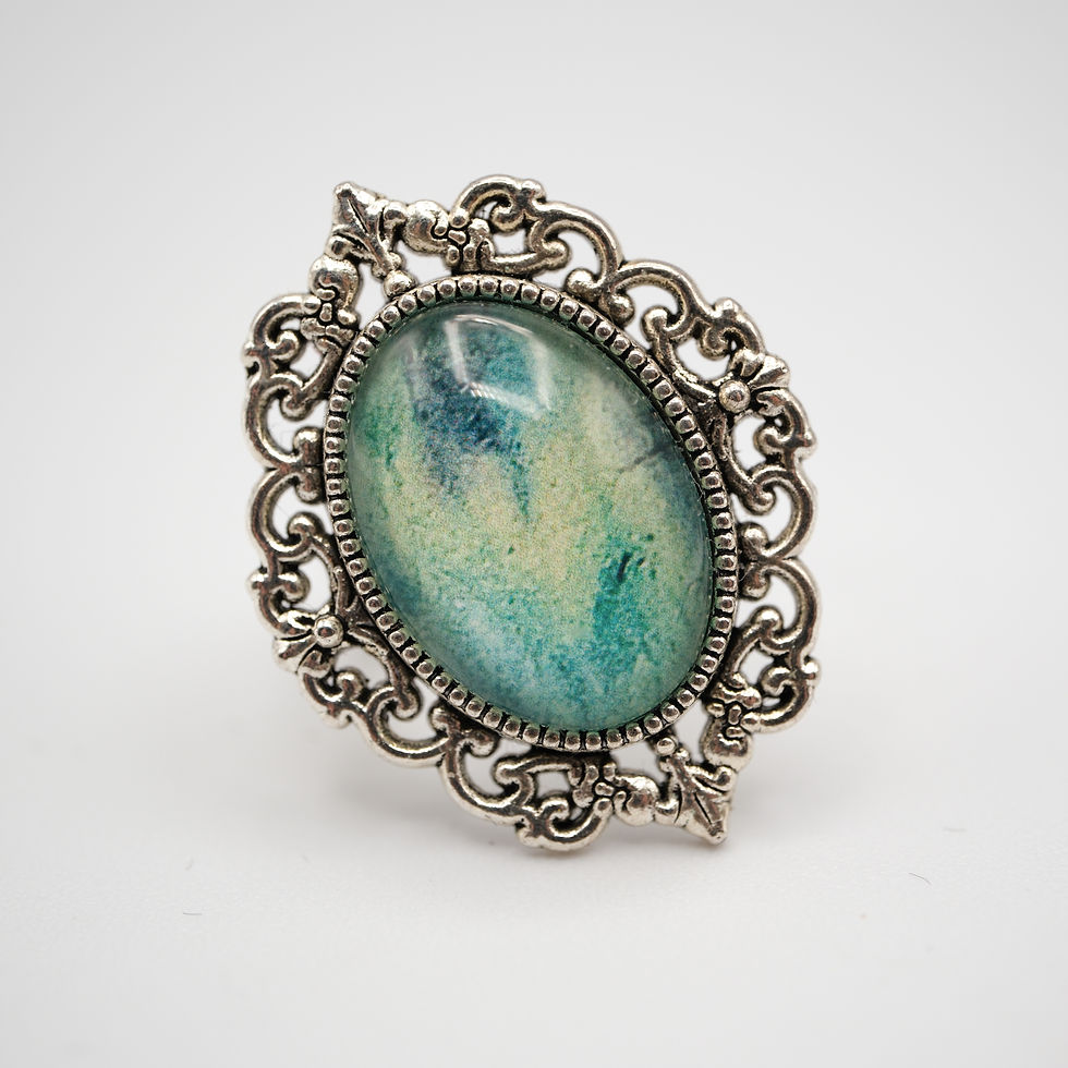 Thumbnail: Silver Embellished Oval Ring