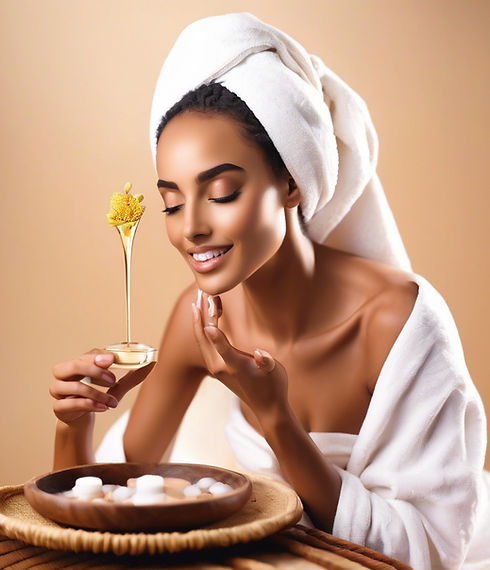ethiopiam beautiful women putting serum in spa setting .jpg