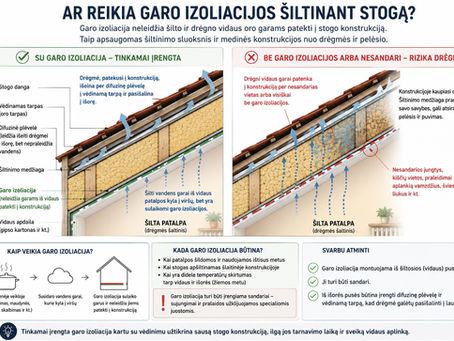 Ar reikia garo izoliacijos šiltinant stogą?