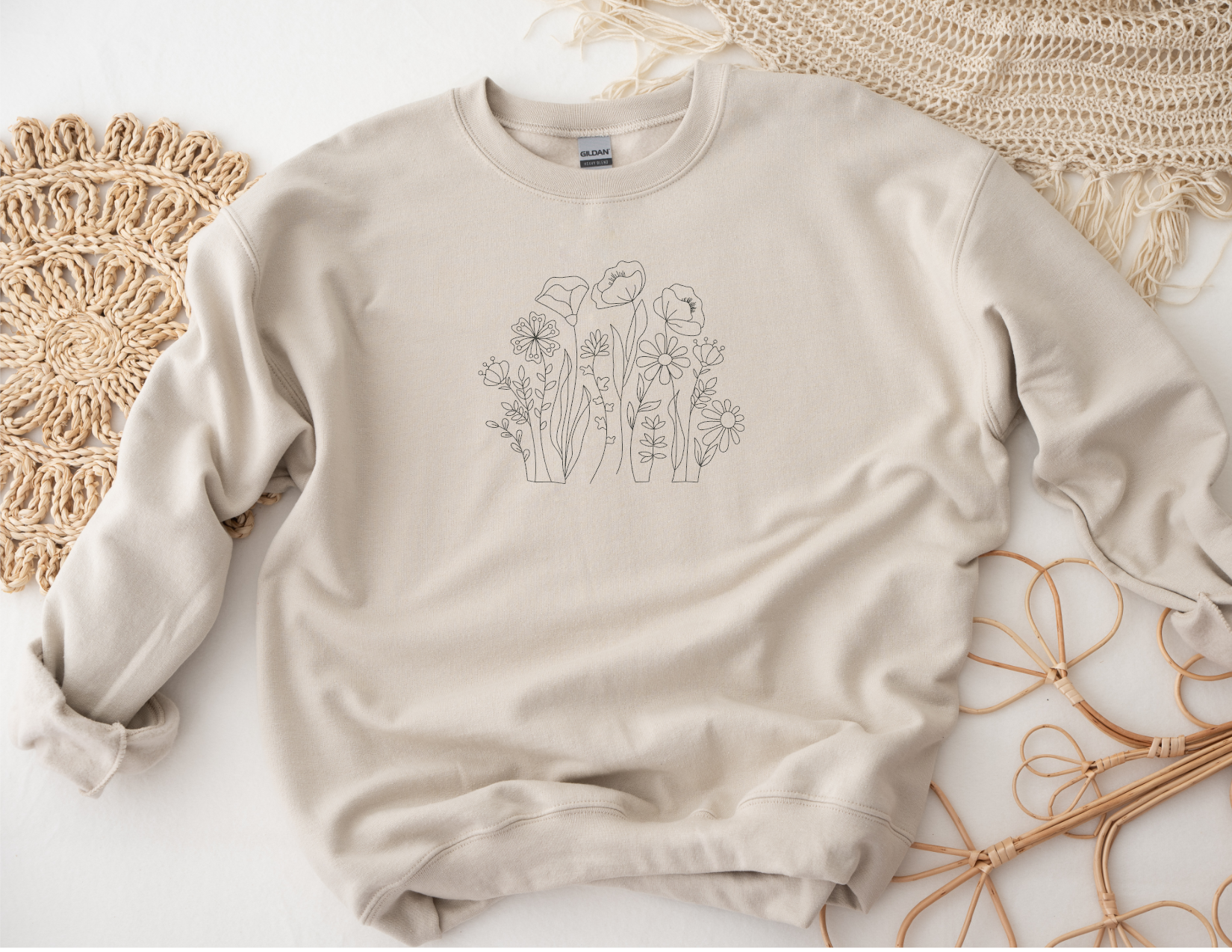 Embroidered Wildflowers Crew neck