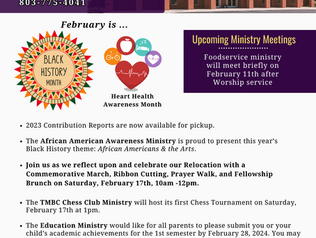 February 11th Sunday Announcements