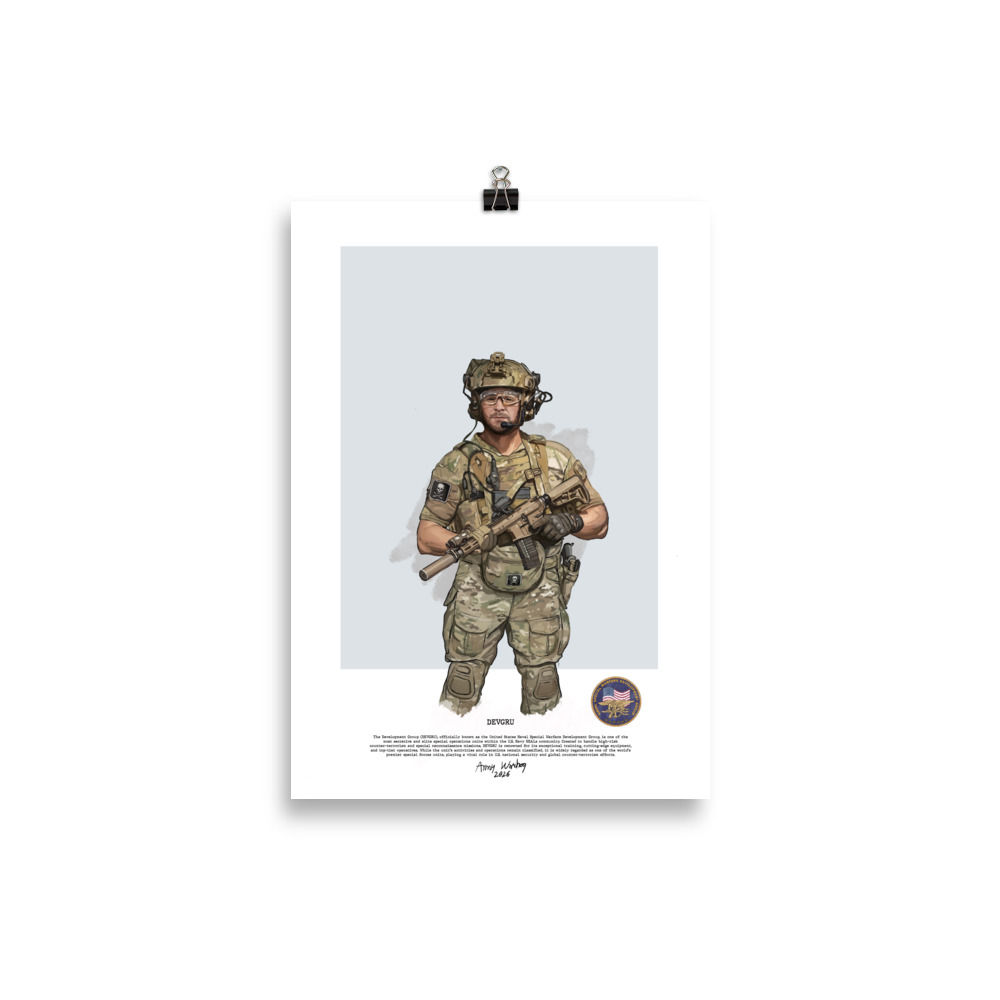 Museum-quality unframed print of DEVGRU, the elite U.S. Navy SEALs unit known for counter-terrorism and recon missions