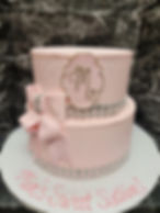 1b. Silver & Pink Buttercream Tiered Cake