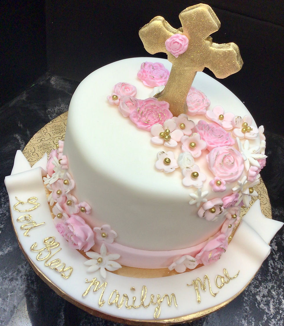 5c. Single tier Cascading Button Flowers Cake