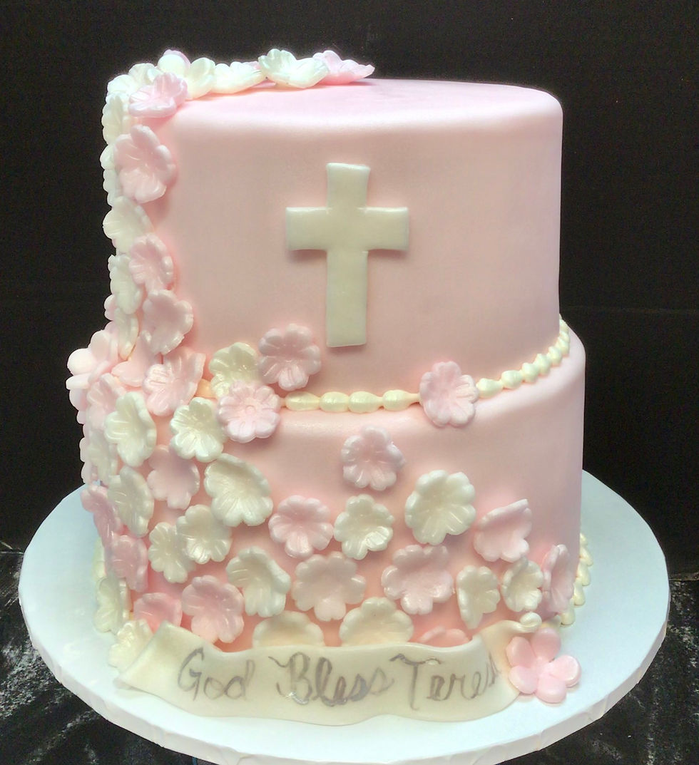 4a. Pastel Pink Floral Cascading Tiered Cake