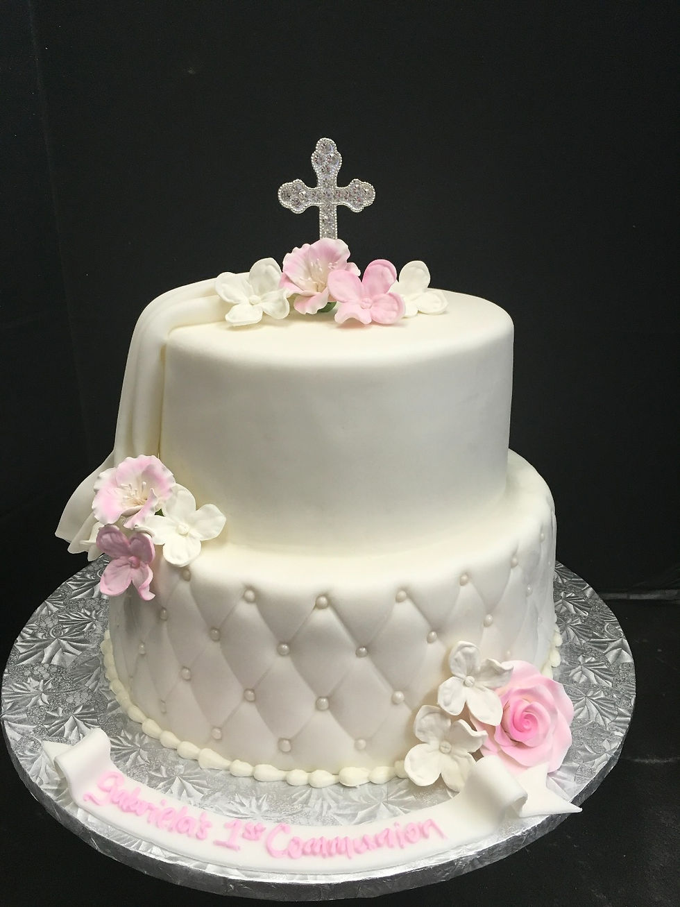 14. Floral Draping Communion Cake