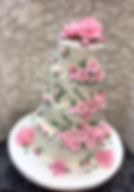12. Pink Floral Tiered Cake