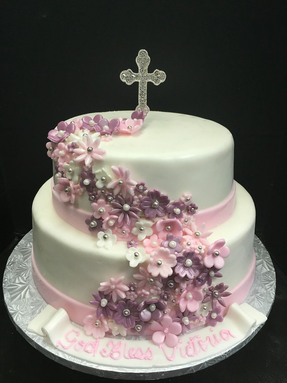 3b.Pink & Purple Floral cake